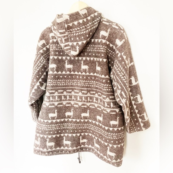 Women's Coat XL fits L Alpaca White Tan 100% Wool Ecuador RARE!!! - Picture 2 of 3